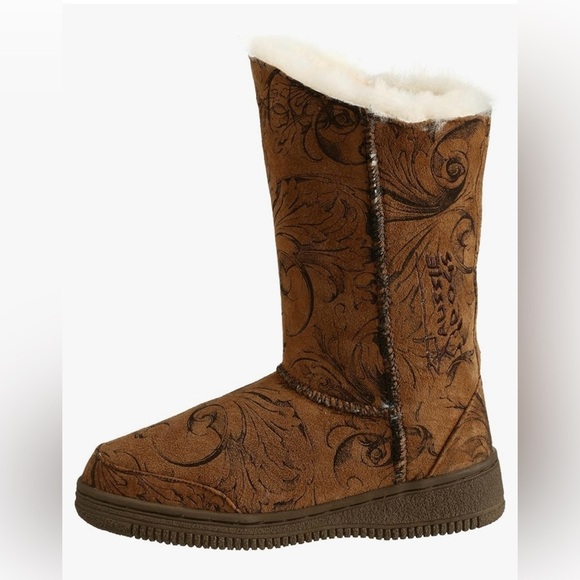 Aussie Dogs Swirl Sheepskin Boot In Cocoa/ Light Brown Size 7 Men's/8 Women's - Picture 1 of 13